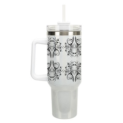 Elanze Designs Vintage Floral Damask Pattern 40 oz. Stainless Steel, Large Water Bottle Coffee Mug, Spill & Leak Resistant, Thermal Travel Tumbler