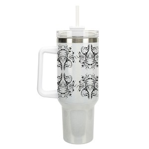 Elanze Designs Vintage Floral Damask Pattern 40 oz. Stainless Steel, Large Water Bottle Coffee Mug, Spill & Leak Resistant, Thermal Travel Tumbler - 1 of 1