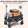 SUGIFT Vertical Folding Collapsible Wagon Cart, 150L Capacity, Heavy-Duty 600 lbs, Wide Shock-Absorbing Wheels, Black - 4 of 4