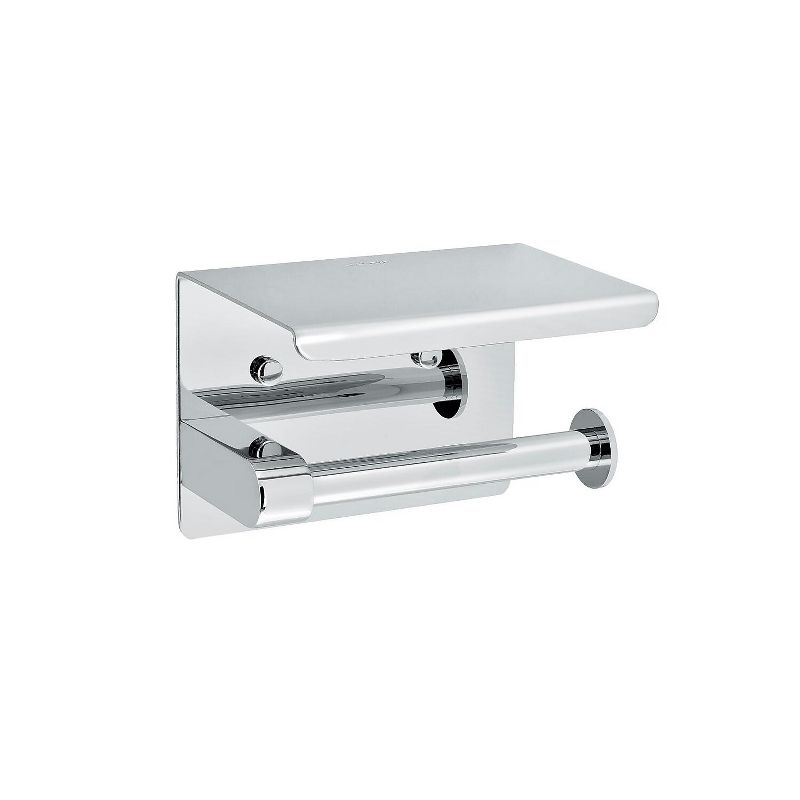 Alpine Industries Toilet Paper Holder with Shelf Storage Rack Single Post Dispenser Chrome (2-Pack), 1 of 8