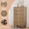 Modern Wooden 5 Drawer Dresser with Vintage Pattern Design, Tall Dresser with Deep Drawers for Bedroom, Living Room and Entryway, Oak and Gold - 3 of 4