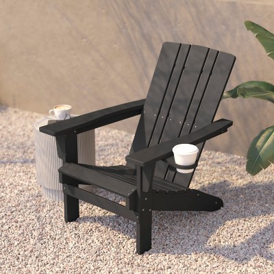 Gray HDPE Adirondack Chair with Cup Holder