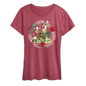 Women's - Disney - Christmas - Family In The Forest Short Sleeve Graphic T-Shirt - 1 of 4