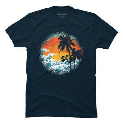 Men's Design By Humans Tropical Waves By clingcling T-Shirt