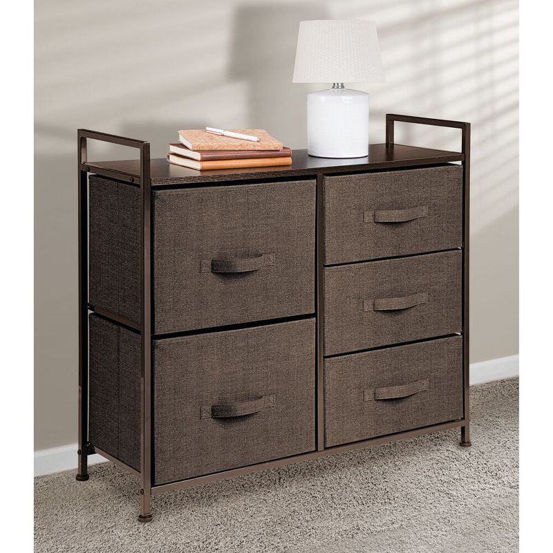 mDesign Storage Dresser Furniture with 5 Removable Fabric Drawers, 2 of 11