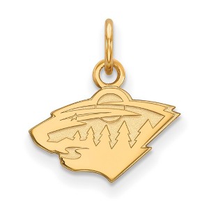 Black Bow Jewelry 14k Yellow Gold Plated Sterling Silver Minnesota Wild NHL Extra Small Pendant - 1 of 3