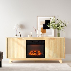 Farmhouse 58'' TV Stand For Tvs Up To 70'' With Electric Fireplace and 2-Door - 1 of 4