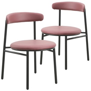 LeisureMod Dining Chair Upholstered in Polyester with Steel Legs Lume Series Set of 2 - 1 of 4
