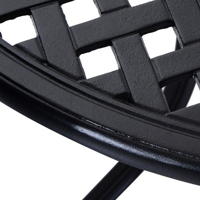 Classic 33" Black Cast Aluminum Round Bistro Table with Umbrella Hole