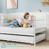 Twin Daybed with Trundle, Pull Out Day Bed with Steel Slat Support Headboard, Space Saving and Trundle Bed Frame Set for Living Room, Guest Room - 4 of 4