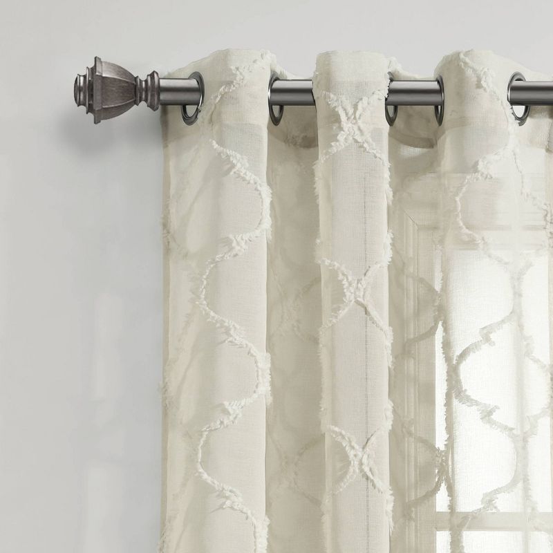 Set of 2 Avon Trellis Grommet Sheer Window Curtain Panels - Lush Décor, 3 of 14