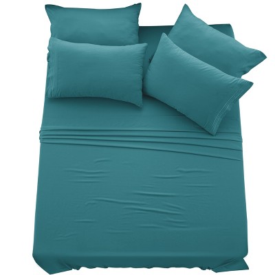 6 Piece Bed Sheet Set Ultra Soft Brushed Microfiber Solid Sheets with Pillow Cases - Lux Decor Collection