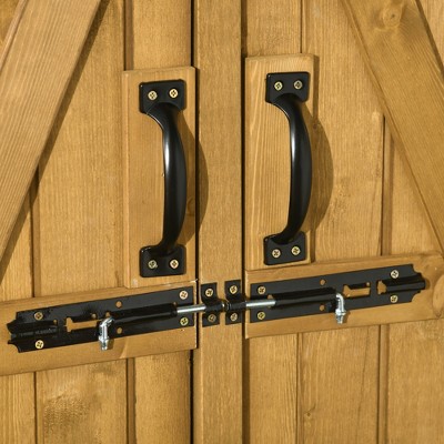 Natural Fir Wood Outdoor Storage Cabinet with Shelves and Lockable Doors