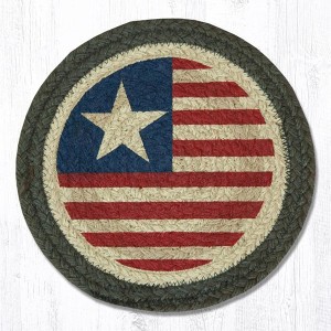 Earth Rugs Original Flag Round Trivet – Rustic Americana Kitchen Hot Pad 10"x10" - 1 of 3