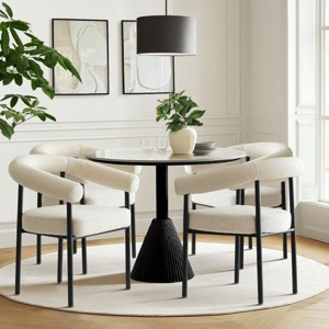Morden Boucle Upholstered Dining Chair with Cruved Armrest and Metal Legs For Dining Room,Living Room-Tanpinhause - 1 of 4