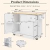 Vynxaria Kitchen Island with Drop Leaf, 53.9" Rolling Kitchen Cart on Wheels with Internal Storage Rack, Kitchen Storage Cart with Spice Rack (White) - 3 of 4