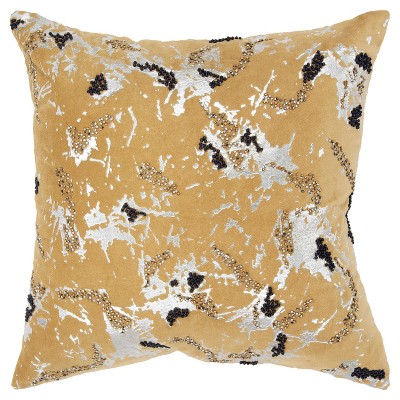 Abstract Decorative Filled Oversize Square Throw Pillow Gold - Rizzy Home