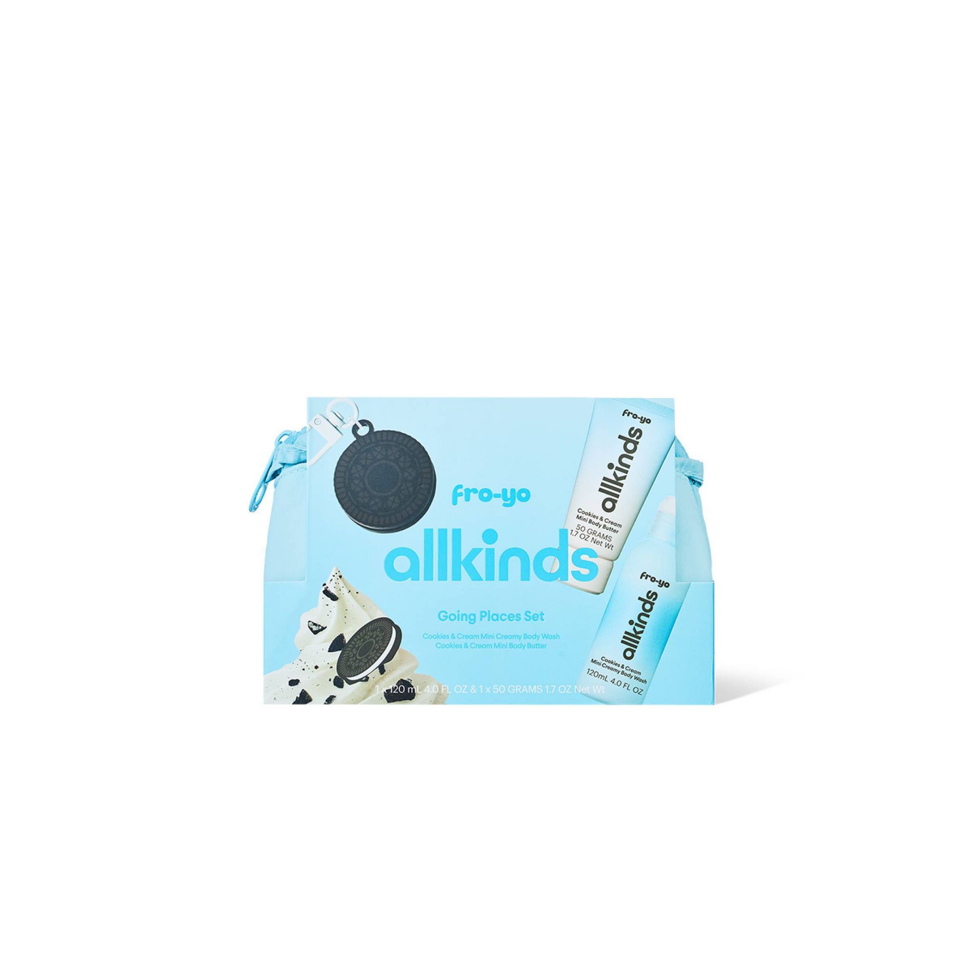 Allkinds Bodycare Gift Set with Body Wash, Body Butter and Gift Bag - Fro-Yo Cookies & Cream - 5pc - Beauty Studio