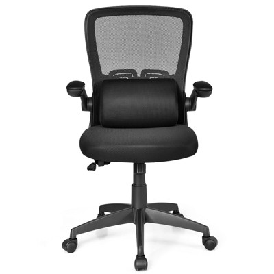 Tangkula Mid Back Adjustable Mid Back Mesh Office Chair with Flip up Armrest Black
