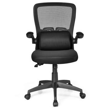 Tangkula Mid Back Adjustable Mid Back Mesh Office Chair with Flip up Armrest Black