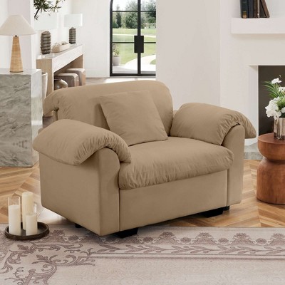 CAVINAS Velvet Accent Chair with Storage Function Cushion and Pillows,Cozy Upholstered Living Room Chairs,Reading Chairs for Living Room