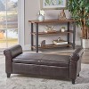 Okak Contemporary Storage Ottoman Bench with Rolled Arms Uphostered Footrest Stool with Safety Hinge for Living Room,Entryway,Bedroom, Brown - 3 of 4