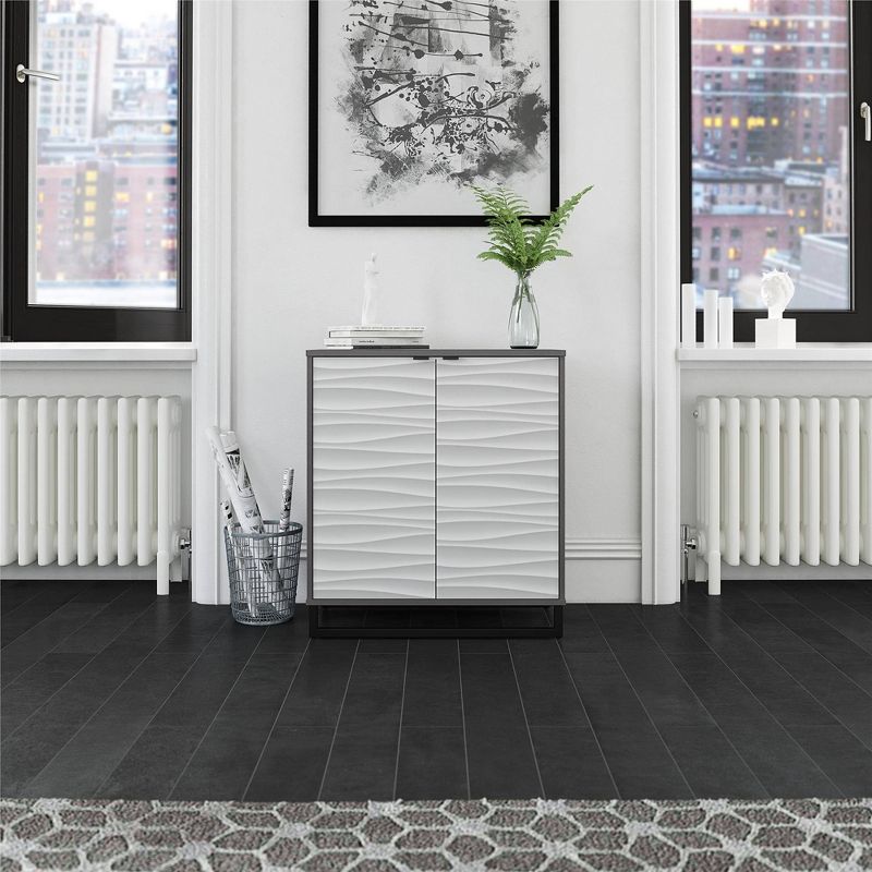 Maddock 2 Door Accent Cabinet with Faux Wave Pattern Graphite - Room &#38; Joy, 3 of 9