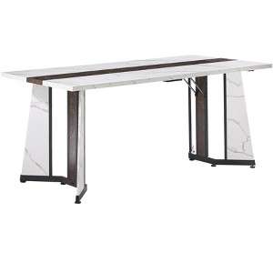 TiramisuBest 70.9" Large Rectangular Dining Table, Rustic Brown Waterproof Top with Adjustable Legs for Kitchen & Office - 1 of 4
