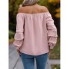 Coolmee Off The Shoulder Tops for Women Concert Outfits Cute Tiered Puff Long Sleeve T Shirts Fashion Clothing - 2 of 3