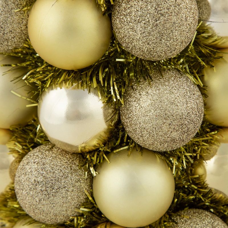 Northlight 15.75" Gold 3-Finish Shatterproof Ball Christmas Tree with Tinsel, 5 of 6