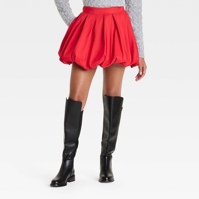 Women's Bubble Hem Mini Skirt - A New Day™ Red L