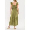 August Sky Women's Faux Button Flutter Sleeves Midi Dress - 2 of 4