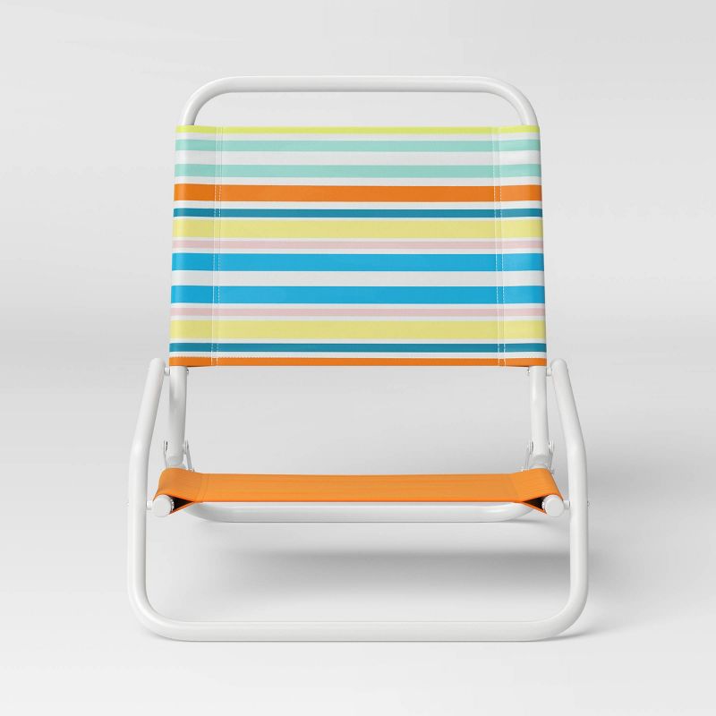 Recycled Fabric Sand Outdoor Portable Beach Chair Multi-Striped Rainbow - Sun Squad&#8482;, 2 of 5