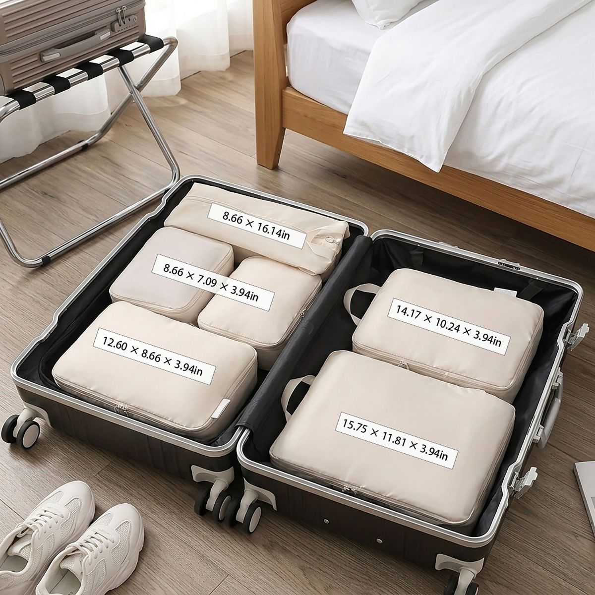 Alilang Travel Packing Cube Set with Zipper Closure Storage Bags Lightweight Organizer Luggage Set Multi Size - thumbnail 8