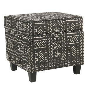 Square Storage Ottoman with Lift Off Top Onyx - HomePop: Upholstered, Rectangular Shape - 1 of 4