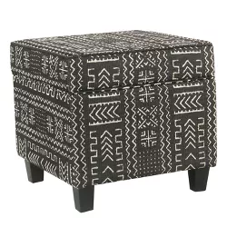 Square Storage Ottoman with Lift Off Top Onyx - HomePop