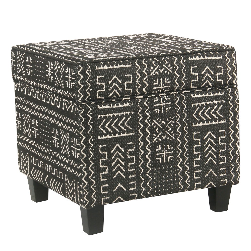 Square Storage Ottoman with Lift Off Top Onyx - HomePop: Upholstered, Rectangular Shape