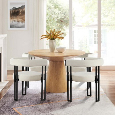 Mia Velvet Dining Chairs Set of 4, Modern Design Armrest Dining Chair with Three Legs for Dining Room, Indoor Furniture - Maison Boucle