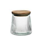 Amici Home Hawthorn Glass Canister, Airtight Storage Jar, Ribbed Glass with Acacia Lid
