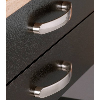 Light Wood and Black Drop Leaf Kitchen Cart with Storage