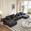 150 Inch U-Shaped Sectional Sofa with Ottomans and Console, 5-Piece Sofa with Storage and Charging, Corduroy Sofa with Cushion-Coolbibila - 3 of 4