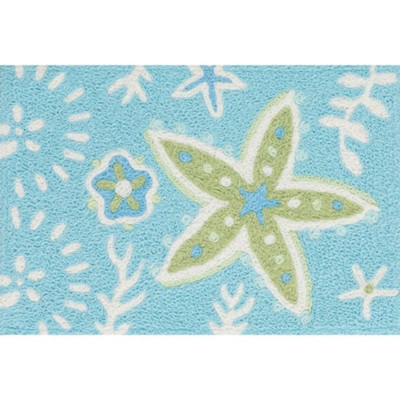 Jellybean Starfish Doormat – Marine Green, 20"x30", Machine Washable Coastal Accent Mat