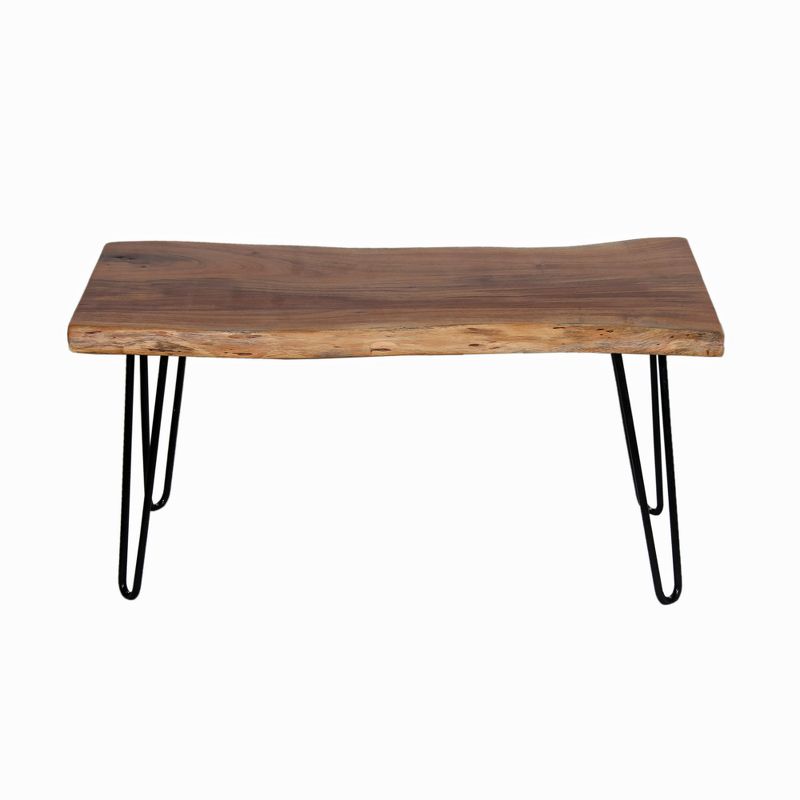 Alaterre Furniture Hairpin Natural Brown Live Edge Wood with Metal Bench, 3 of 17