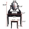 Jojoka Wood Makeup Vanity Set with Oval Mirror, LED Lights, 5 Drawers & Comfortable Stool, Vanity Desk and Study Table for Girls & Women - 3 of 4