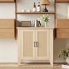 30" Rattan Sideboard Buffet Cabinet with Doors and Shelves, Wood Accent Console Cabinet for Living Room, Dining Room, Kitchen, Natural Oak - 4 of 4
