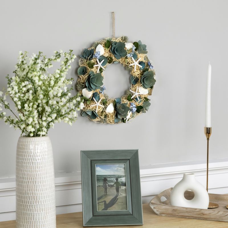 Northlight Floral Starfish and Seashells Artificial Wreath - 12", 2 of 8