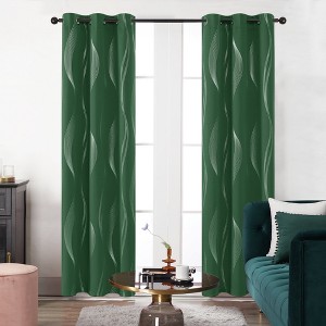 Deconovo 2 Pcs Silver Printed Blackout Curtains with Wave Pattern, 6 Grommets, No Tiebacks - 1 of 4