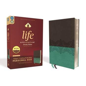 Niv, Life Application Study Bible, Third Edition, Personal Size, Leathersoft, Gray/Teal, Red Letter Edition - by  Zondervan (Leather Bound)