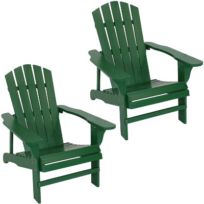 Sunnydaze Outdoor Coastal Bliss Painted Fir Wood Lounge Backyard Patio Adirondack Chair - Green - 2pk