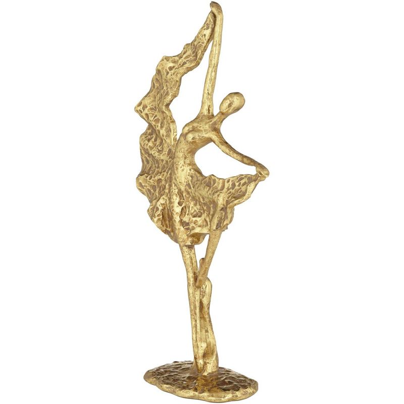 Studio 55D Dancer with Skirt 17 1/2" High Shiny Gold Statue, 5 of 8